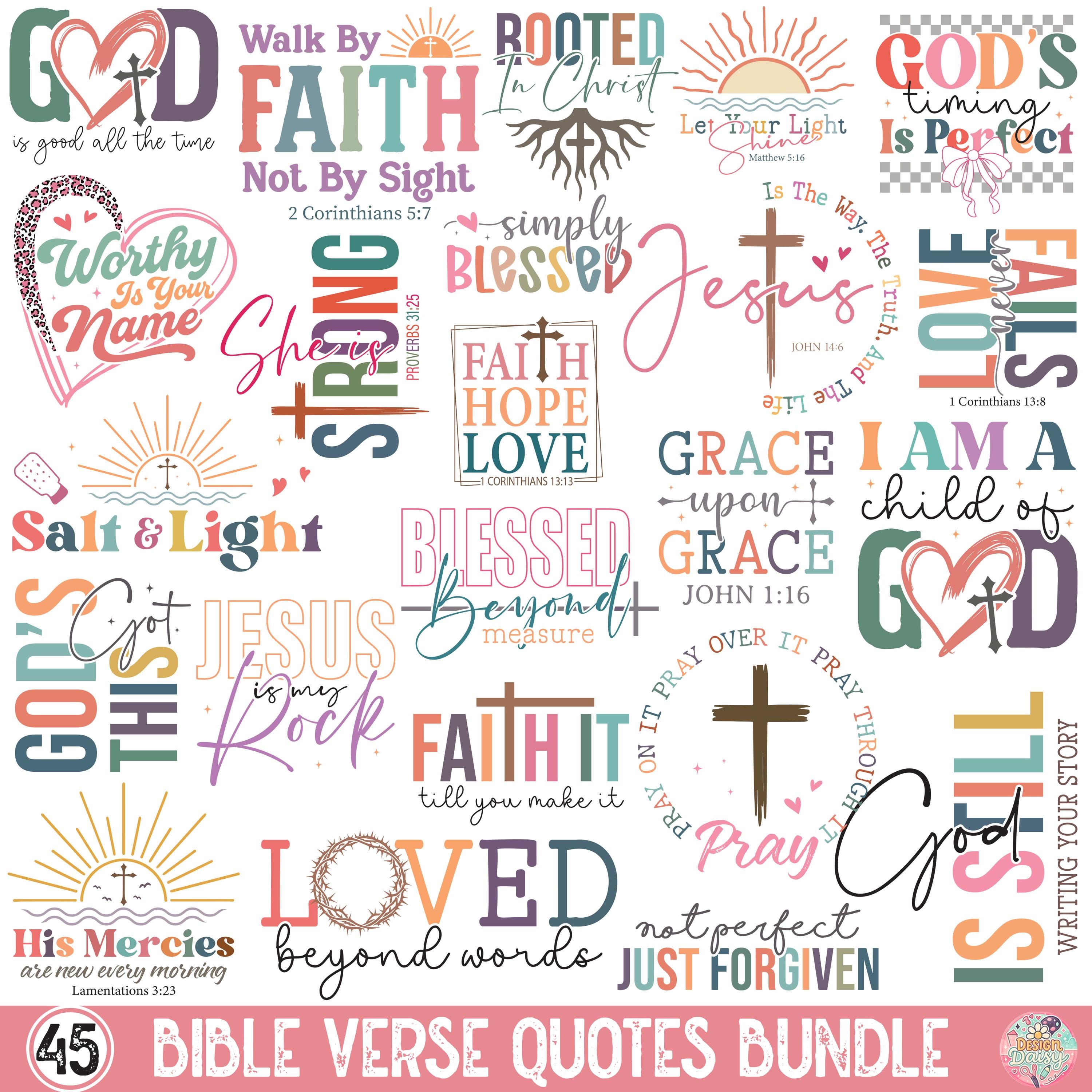 Bible Verse Quote SVG Bundle, Christian Scripture PNG Designs, Faith ...