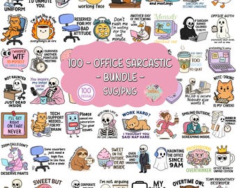 Office Sarcastic T-shirt SVG Bundle, Funny Workplace Quotes, Coworker Humor, Skeleton & Animal Office Clipart Set for T-Shirts Stickers