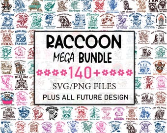 Funny Raccoon SVG PNG Clipart Bundle, Sarcastic Trash Panda Designs (Digital Download)