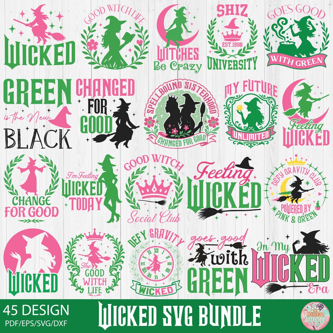 Wicked T-shirt Svg Png Bundle, Wicked Pink and Green Shirts, Wizard ...