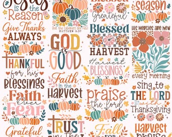 Christian Fall PNG Bundle, Thanksgiving Faith Quotes TShirt SVG, Thanksgiving Autumn Clipart, Bible Verse Fall Png, Jesus Christian Designs
