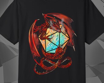 d20 Dice Dragon RPG Shirt | D&D Graphic Tee | Tabletop Roleplay Gamer Gift