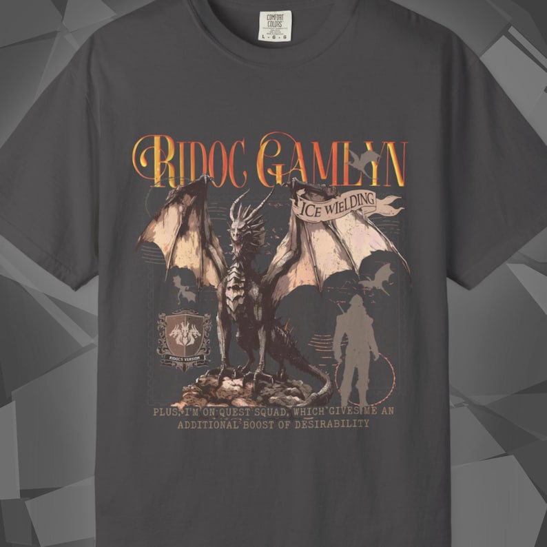 Comfort Colors unisex T-shirt featuring a Fourth Wing fantasy design inspired by the Empyrean Series. Premium quality 100% cotton shirt with a soft, relaxed fit, available in 14 colors and plus sizes. Bookish fantasy apparel inspired by Iron Flame, Onyx Storm, Basgiath War College, Dragon Riders, Fly or Die, and the Riders Quadrant, for fans of Violet Sorrengail, Xaden Riorson, and Rebecca Yarros.