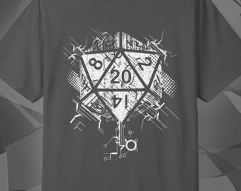 Digital d20 Dice Shirt | D&D RPG Graphic Tee | Tabletop Roleplay Gamer Gift