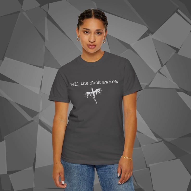 Comfort Colors unisex T-shirt featuring a Fourth Wing fantasy design inspired by the Empyrean Series. Premium quality 100% cotton shirt with a soft, relaxed fit, available in 14 colors and plus sizes. Bookish fantasy apparel inspired by Iron Flame, Onyx Storm, Basgiath War College, Dragon Riders, Fly or Die, and the Riders Quadrant, for fans of Violet Sorrengail, Xaden Riorson, and Rebecca Yarros.