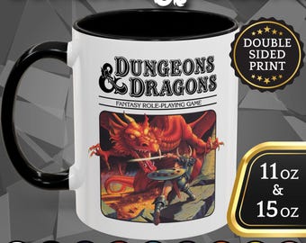 D&D Mug Dungeons and Dragons Coffee Cup: Vintage DnD Print #1 (11/15oz)