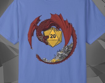 Dragon d20 Dice Shirt | D&D RPG Graphic Tee | Tabletop Gamer Dungeon Master Gift