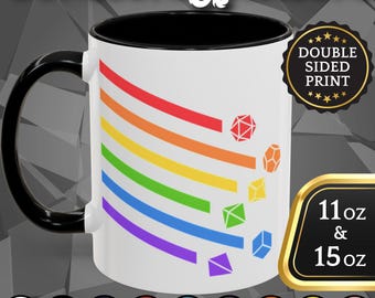 D&D Mug Dungeons and Dragons Coffee Cup: d20 Dice Rainbow (11/15oz)