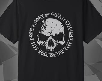 Camiseta de Call of Cthulhu, Nacido para obedecer, Camiseta de horror cósmico, Regalo de rol de Lovecraft Cthulhu