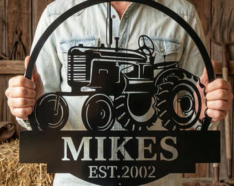 Personalized Farm Name Metal Sign,Custom Tractor Metal Sign,Rustic Tractor Wall Decor,Farmhouse Tractor Gift ,Farmhouse Decorations