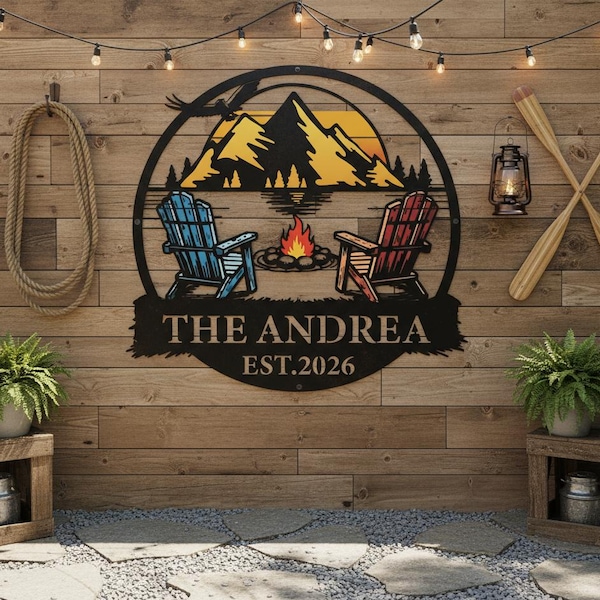 Personalized Camper Metal Sign,Personalized Camper Gift Sign,Custom Metal Cabin Sign,Camping Name Metal Sign,Outdoor Camp Family Sign Decor