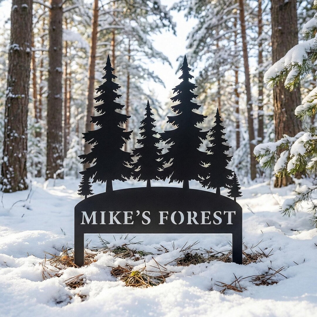 Personalized Forest Sign,personalized Tree Name Sign,pine Tree Metal ...