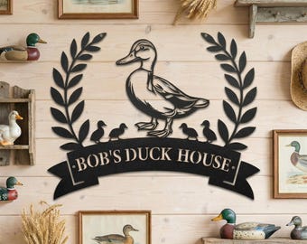 Personalized Duck House Name Sign,Custom Duck House Sign,Rustic Duck Wall Decor,Duck Coop Christmas Ornament,Farm Duck Sign,Gift For Farmer