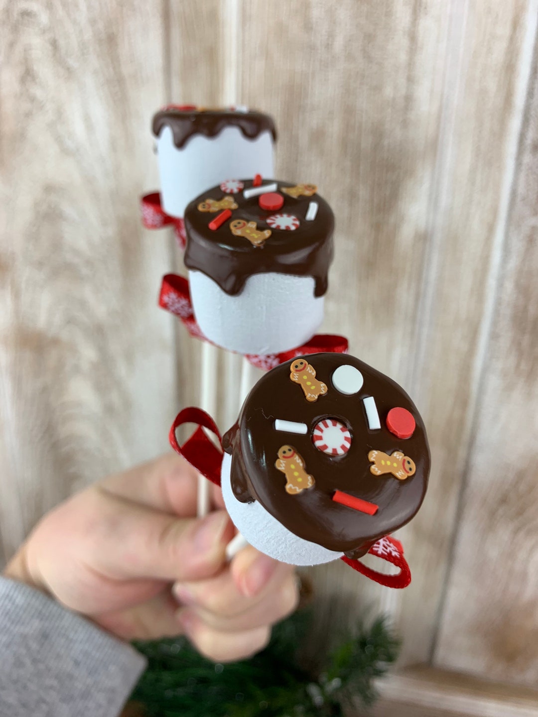 Fake Gingerbread Marshmallows Fake Marshmallows on a Stick Etsy