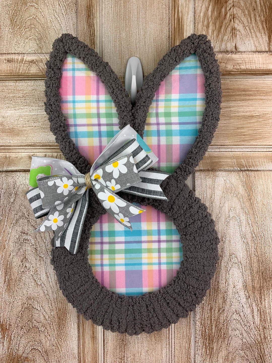 Bunny Wreath Easter Wreath Spring Decor Yarn Bunny Bunny - Etsy