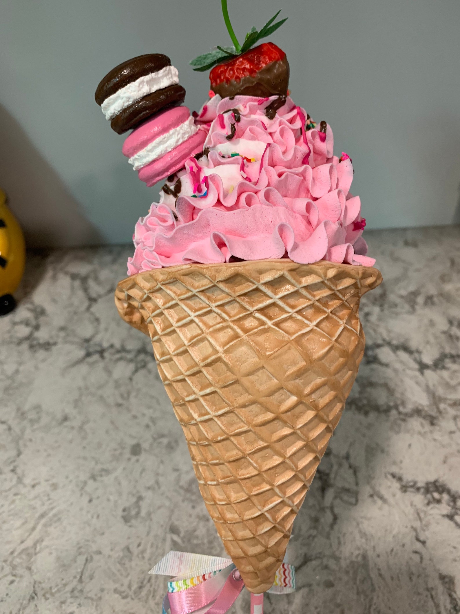 Fake Waffle Cone Faux Ice Cream Cone Fake Ice Cream Decor Etsy