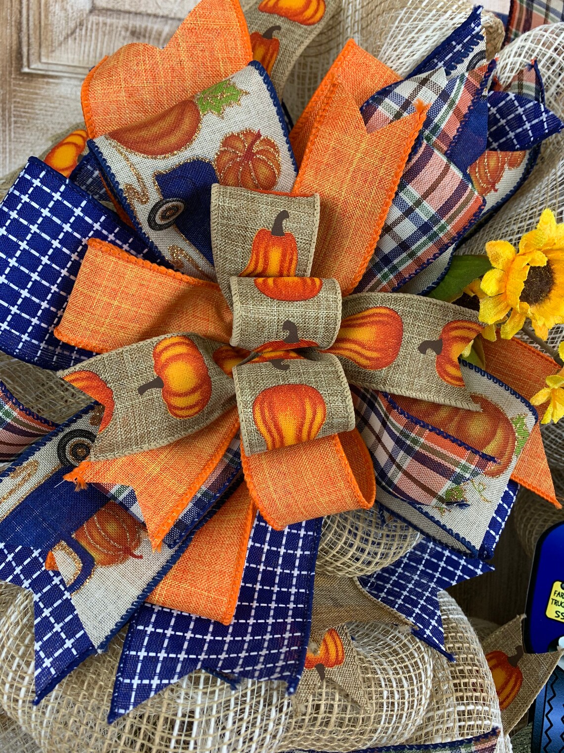 Blue truck wreath Fall mesh wreath vintage truck Etsy