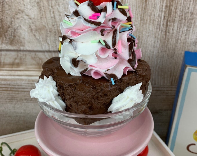 Faux Strawberry Sundae, Ice Cream Decor, Faux Ice Cream Tiered Tray ...