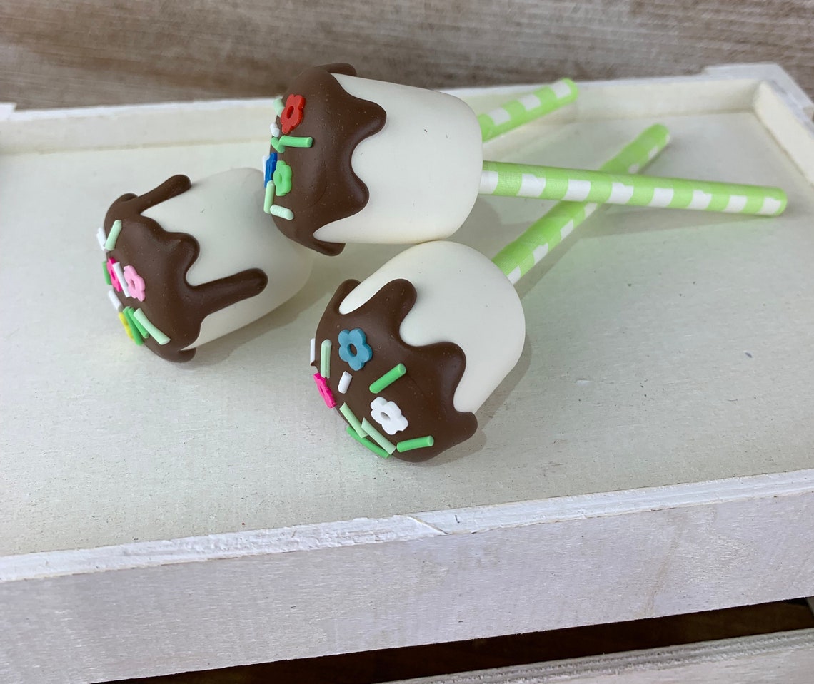 Fake Spring Marshmallows Fake Marshmallows on a Stick Etsy