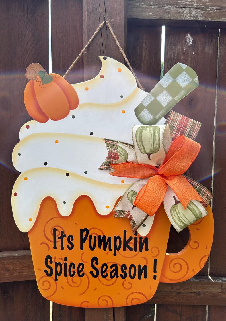 Hand Painted Pumpkin Spice Latte Door Hanger: Fall Decor - Etsy