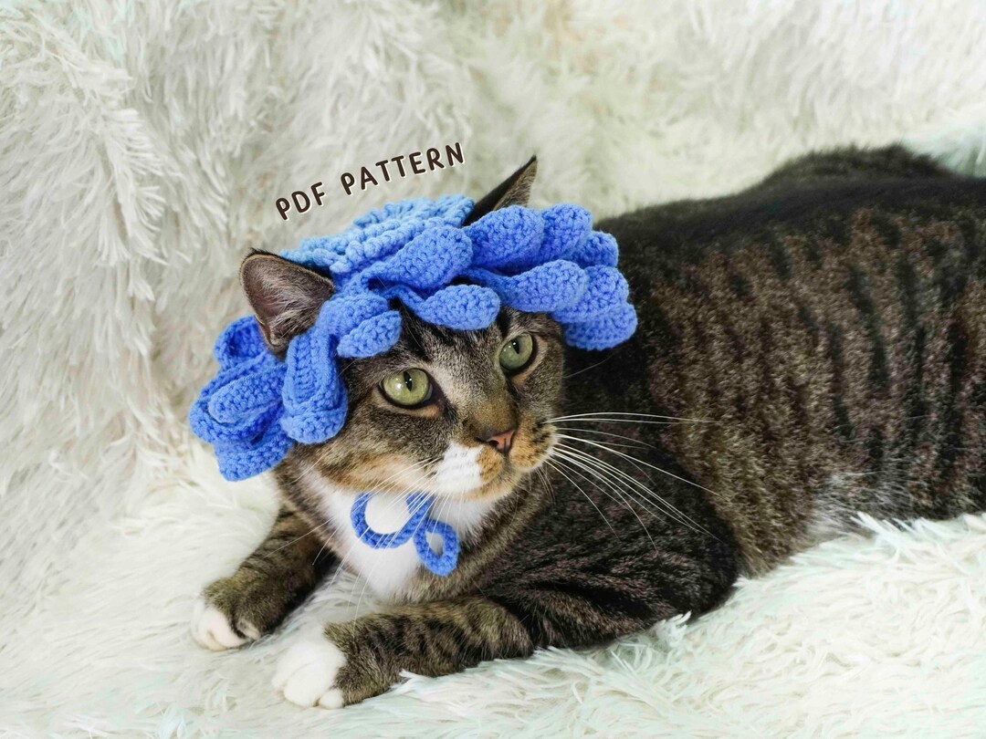 Dahlia Cat Hat Crochet Pattern, Cat Hat Crochet Pattern, Flower Cat Hat ...
