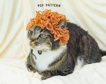 Baby Perücke Katzenhut-Muster, Fantasie-Haustier-Kopfbedeckungsdesign, lustige Tierbeanie-Führer, handgemachte Haustierzubehör-Anleitung, PDF-Muster