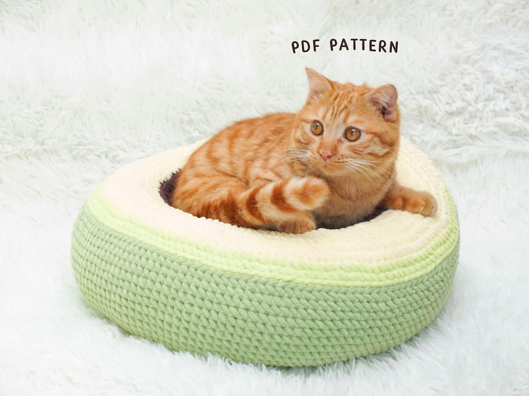 Avocado Cat Bed Crochet Pattern, Cozy Pet Bed Design, Handmade Pet ...