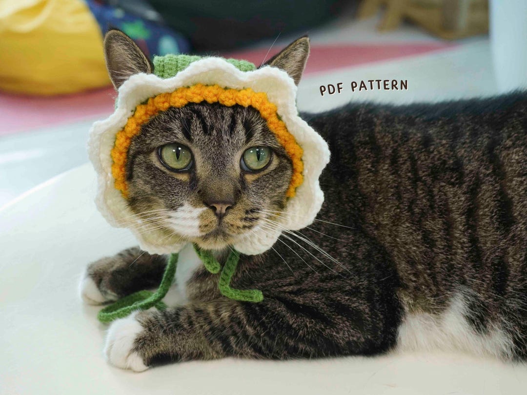 Narcissus Cat Hat Crochet Pattern, Cat Hat Crochet Pattern, Flower