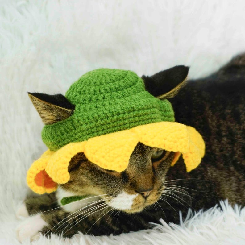 Floral Cat Hat Crochet Pattern, Cat Hat Crochet Pattern, Flower Cat Hat ...