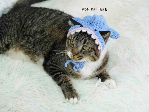 サメ猫帽子のかぎ針編みパターン 猫帽子のかぎ針編みパターン 猫サメコスチューム オーシャンキャット帽子 フレンドリーなかぎ針編みチュートリアル PDFのかぎ針編みパターン - 日本