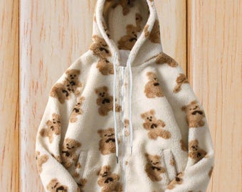 Kurtka z kapturem Teddy Bear Sherpa damska, wygodna, polarowa, zapinana na zamek