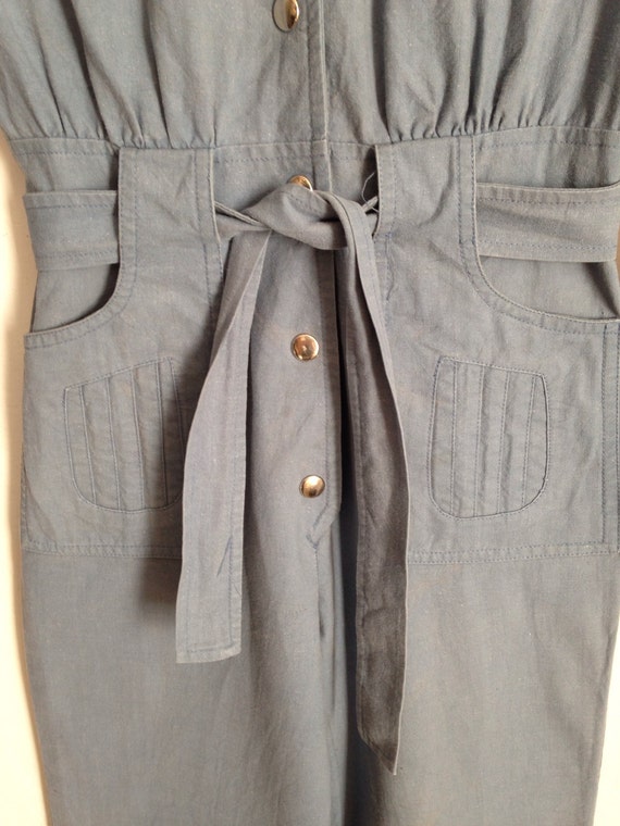 Vintage 1970's French Blues Denim Jumpsuit - image 3