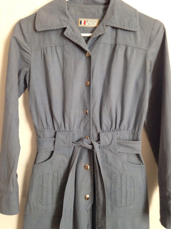 Vintage 1970's French Blues Denim Jumpsuit - image 2