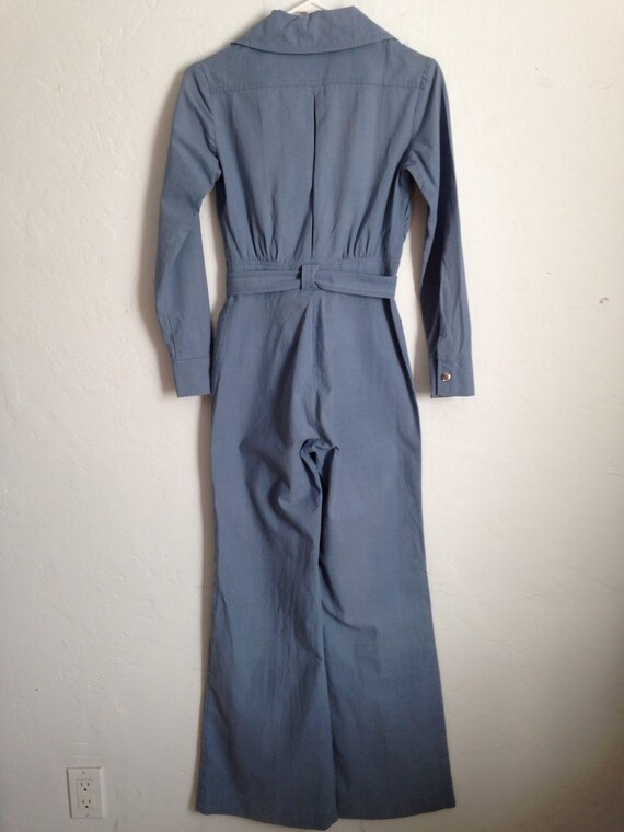 Vintage 1970's French Blues Denim Jumpsuit - image 4