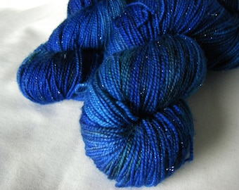 Superwash Merino Nylon Stellina Sparkly Fingering - Calypso Sock - Blue Suede