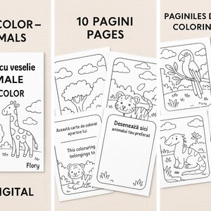 Colorăm cu veselie animale . Lets color animals . Carte de colorat pentru copii PDF digital