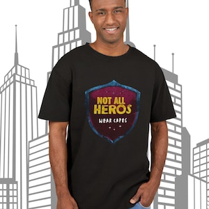 ヒーローはみんなケープを着るわけではない オーバーサイズ アシッドウォッシュTシャツ、スーパーヒーローの父の日ギフト、スーパーヒーローのお父さん、スーパーヒーローTシャツ、コミックブックTシャツ