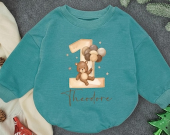 Bear First Birthday Outfit, Custom Birthday Baby Bodysuit, One Year Old Bear Birthday Party Baby Clothes, Newborn Gift Keepsake, Baby Gift