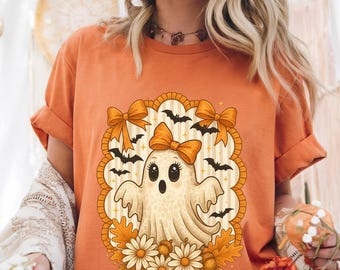 Comfort Colors Ghost Halloween T-Shirt, Girly Spooky Tee
