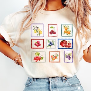 Summer Fruit Stamp Comfort Colors T-Shirt: Cottagecore Farmer&#39;s Market Tee