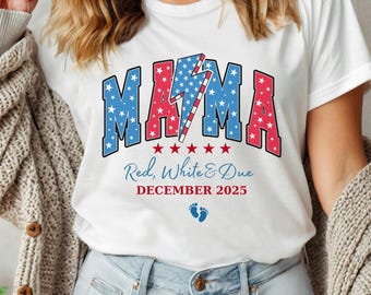 4th of July Pregnancy Announcement Shirt: American Mama Maternity Tee