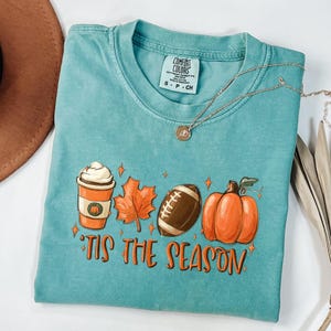 Comfort Colors Fall T-Shirt: Pumpkin Spice, Autumn Leaves, Football Tee