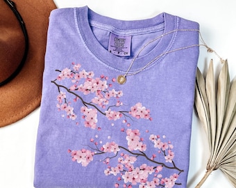 Comfort Colors Cherry Blossom Shirt: Floral Sakura Tee