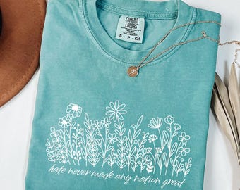 Wildflower Feminist Graphic Tee: Anti Trump Political Shirt