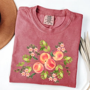 Comfort Colors® Vintage Peach T-Shirt, Peach Garden Shirt, Summer Fruit Graphic Shirt, Minimal Peach Shirt, Flower Tee, Foodie Vintage Shirt