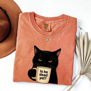 Is He Dead Yet Black Cat Shirt, Anti Trump Protest Shirt, Political Shirt, Subtle FDT, Funny Cat Shirt, Political Shirt, Resist And Persist