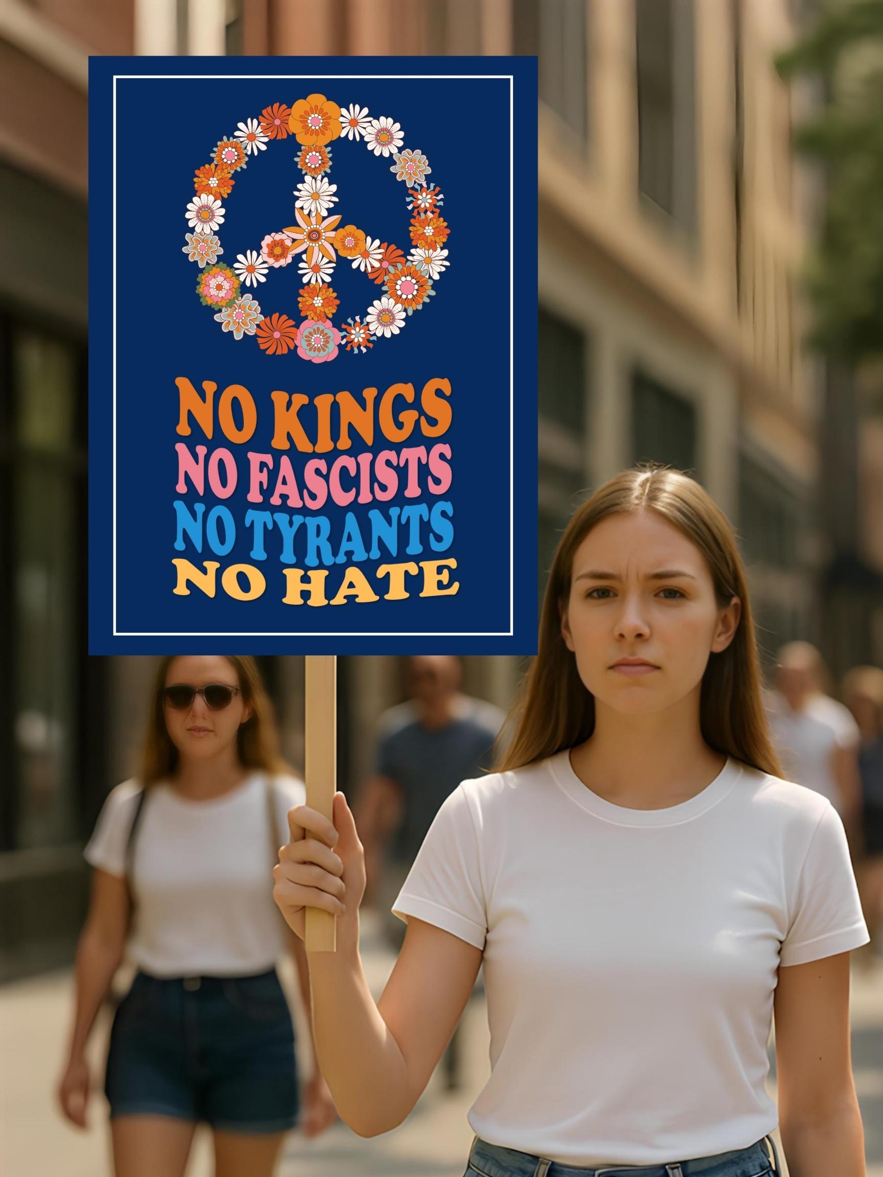 Discover No Kings In America Since 1776 Protest Sign , Anti-Trump Protest Poster For March, Political Activist Rally Sign