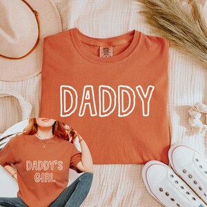 Daddy & Daddy&#39;s Girl College Matching T-Shirts-Comfort Colors®,Daddy&#39;s Boy Tees,Family tshirts,Birthday Gift,Father&#39;s Day Shirts