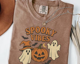 Comfort Colors Spooky Vibes Shirt: Retro Halloween Tee