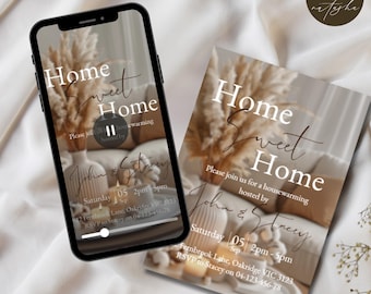 Digital Housewarming Invitation, Party Invitation, Housewarming Animated Invite,  New Apartment Home Evite, Self Editable Template Ecard